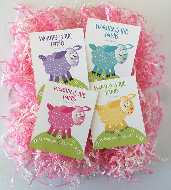 Lamb Easter Cards with Cross for Kids