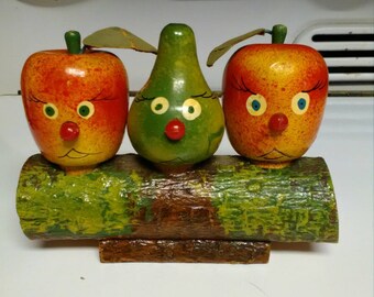 Rare, Adorable vintage anthropomorphic salt and pepper shakers with toothpick holder