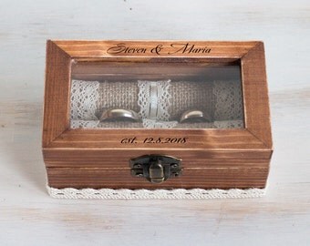 personalized wedding ring box glass ring bearer box wedding box engraved ring box proposal box custom - Wedding Ring Boxes personalized wedding ring box glass ring bearer box wedding box engraved ring box proposal box custom - Wedding Ring Boxes