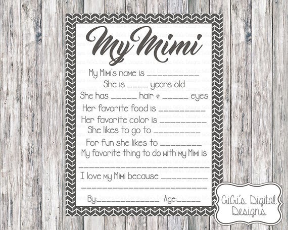 s printable letter My Mimi about Survey Printable Survey Mimi Mimi All My Mom