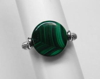 Malachite Ring in Silver or Gold, 12 mm