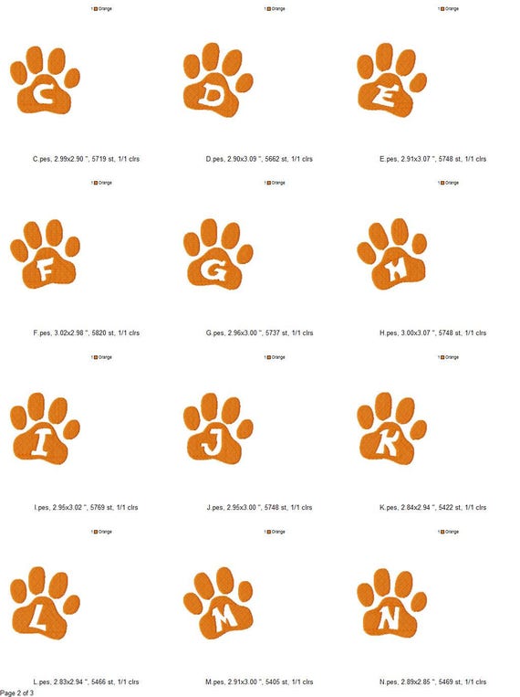 Download Paw Print Alphabet and Number Set Machine Embroidery ...