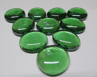 Green Large Gems, Nuggets, Flat Backed Mosaic Tiles/Glass/Cabochons 10 ct -