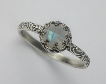 Romantic Moonstone Ring, Custom created in your size, Moonstone Ring Silver, Moonstone Jewelry, Natural Moonstone, June Birthstone Ring