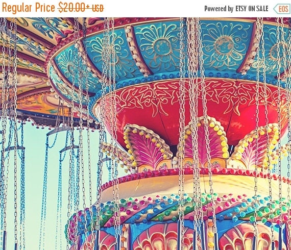 ON SALE Rainbow Color Carnival Ride by NostalgiqueImages on Etsy