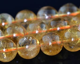 10MM Citrine Grade AAA Natural Gemstone Full Strand Round Loose Beads 15.5" BULK LOT 1,3,5,10 and 50 (101689-401)