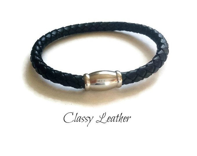Men bracelet, Men leather Bracelet, leather bracelet, Dad Gift, stainless bracelet, braided leather bracelet, stainless steel bracelet