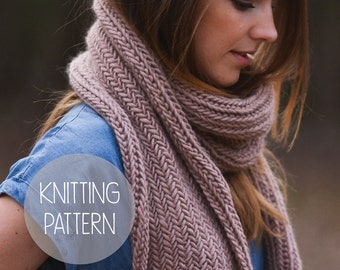KNITTING PATTERN - easy herringbone scarf