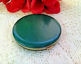 Vintage Lin Bren Green Vinyl Powder Compact