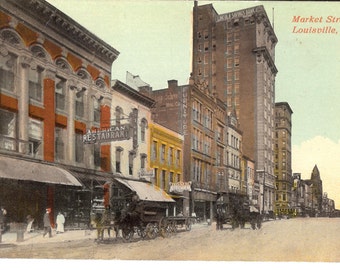 Vintage Postcard...Kentucky, Louisville, Market Street...Unused..no. KY0003