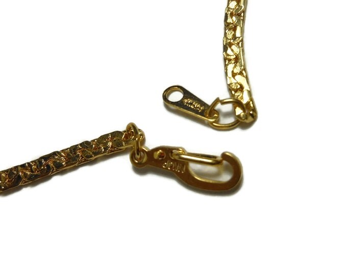 Gold plated chain necklace, 14K GP with hinged clip clasp, sparkly textured chain