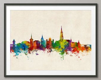 Bern Skyline, Bern Switzerland Cityscape Art Print (2685)