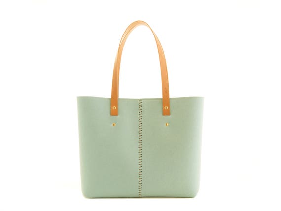 Wool Felt TOTE BAG / turquoise tote bag / womens bag / felt shoulder bag / carry all bag / made in Italy