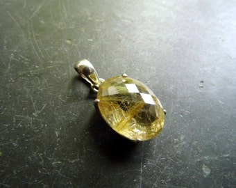 Pendant, sterling silver, quartz, rutilated quartz, jewelry, silver, women