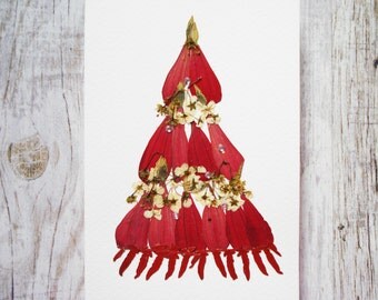 Christmas card Botanical print Christmas Print Floral holiday card gift Pressed flower card Greeting card Holiday card Artists trading cards