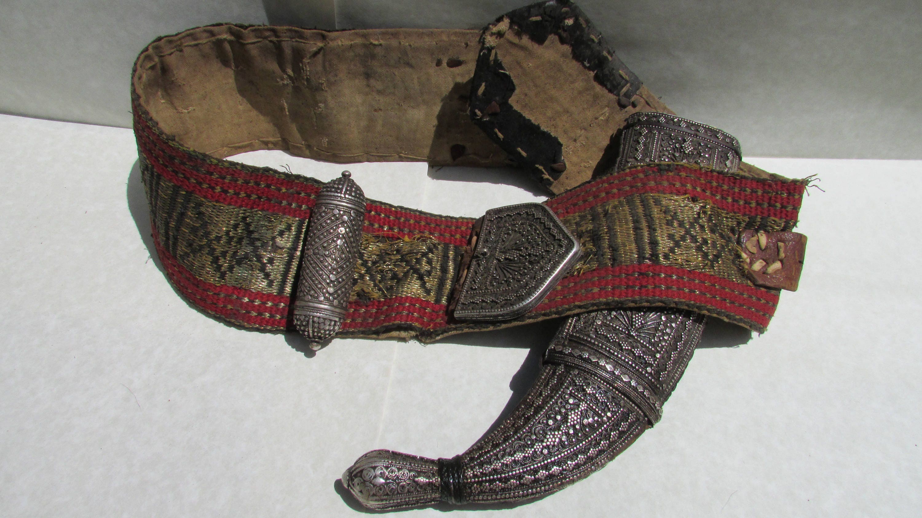 Yemeni Silver Jambiya Sheath and belt with Hirz and wallet