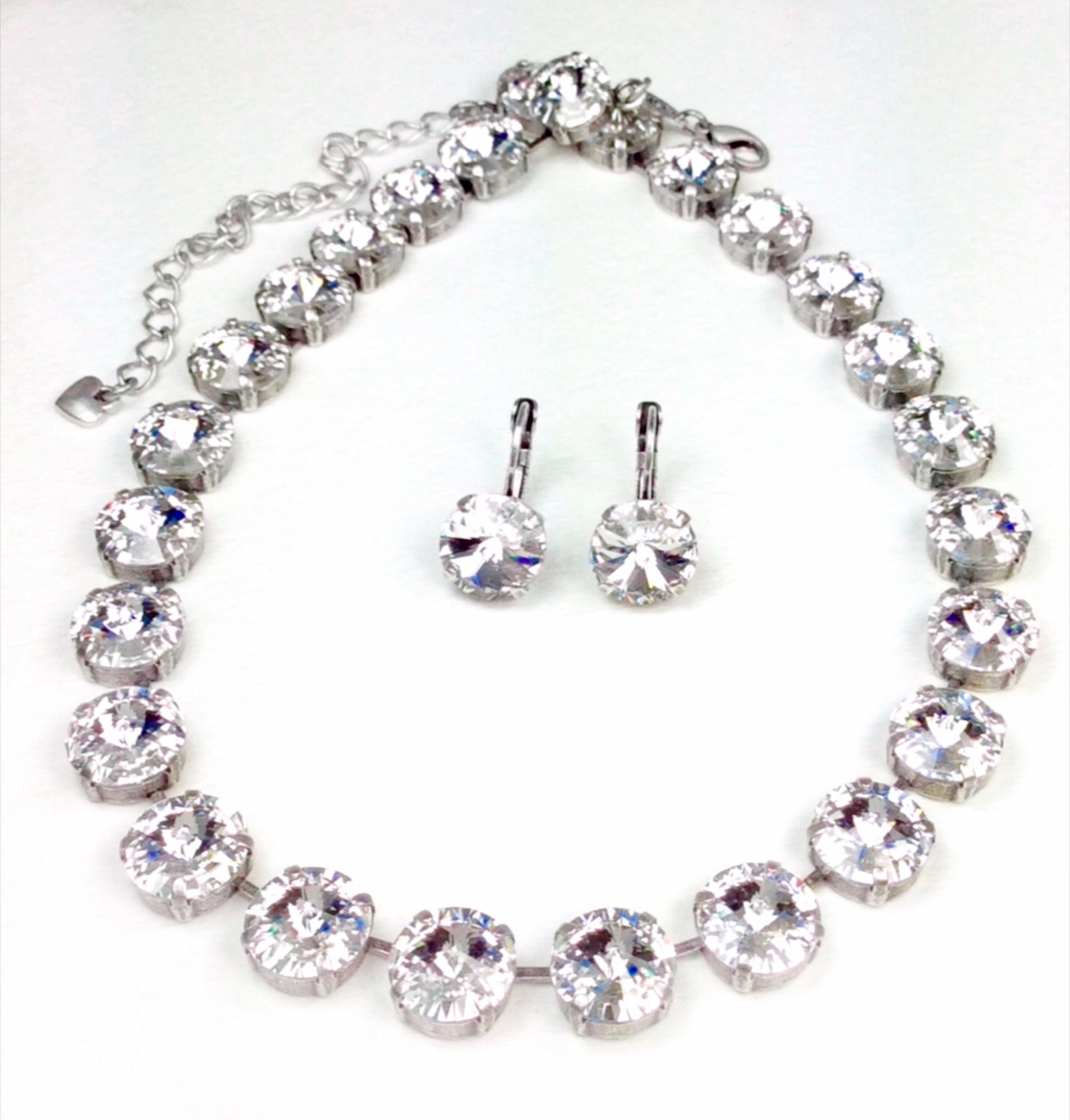 Swarovski Crystal 12MM 3 Piece Set - Necklace, Bracelet & Earring - Designer Inspired - ANY Swarovski Color or Finish Listed - FREE SHIPPING