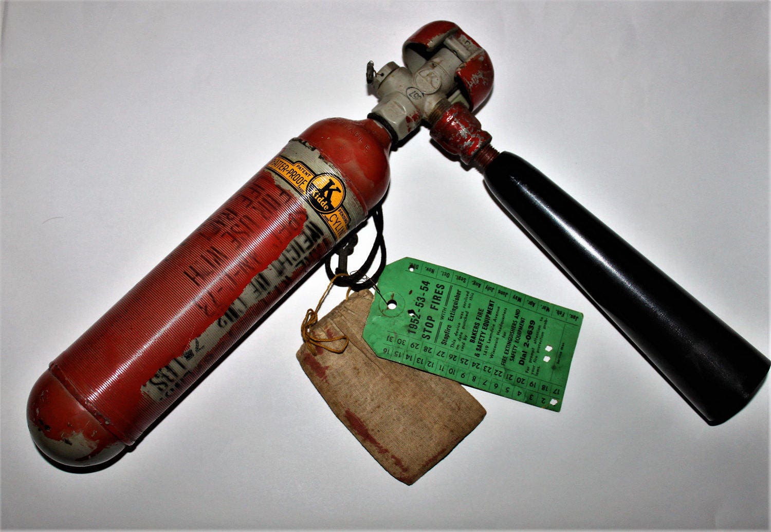 Vintage WWII 1943 Kidde CO2 7LBS Life Raft Fire Extinguisher, Rare