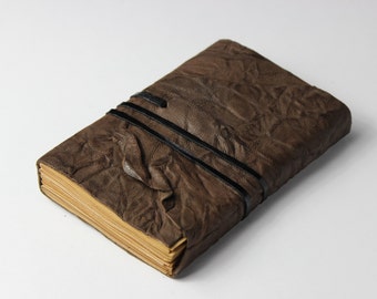 LEATHER brown journal, diary, notebook, travel journal, dyed paper