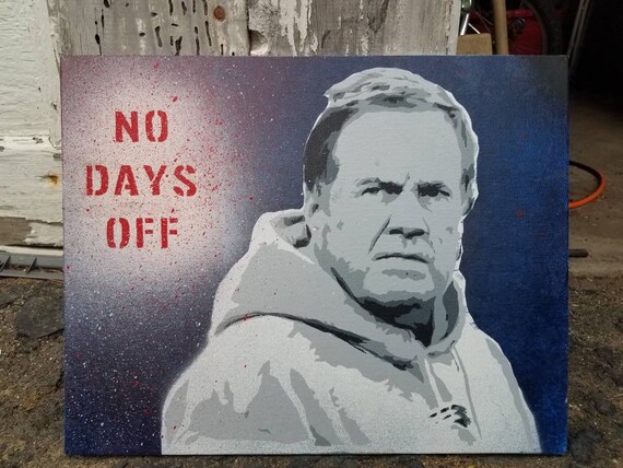 NO DAYS OFF Bill Belichick Stencil Spray Painting Ball