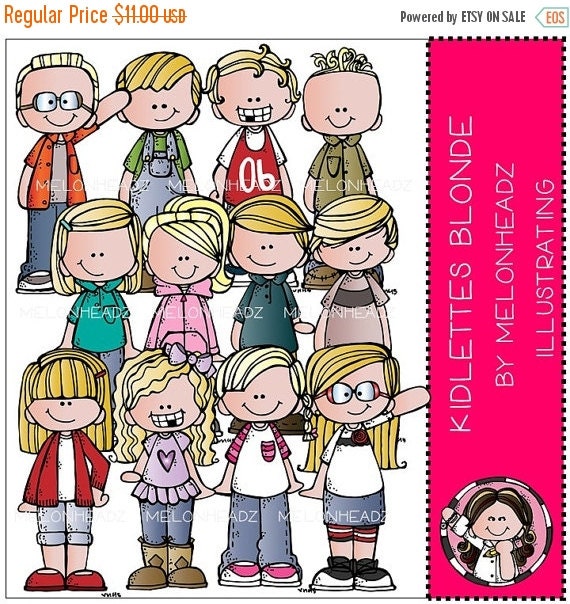 Cyber Sale Kidlettes clip art Blonde Haired by MelonheadzClipArt