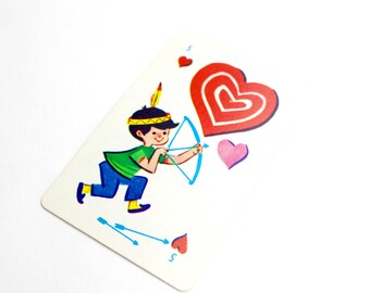 Vintage Single Playing Card, Valentine Swap Card, Vintage Playing Card, Warren Advertising Card, Indian, Bow and Arrows Swap Card, Epsteam