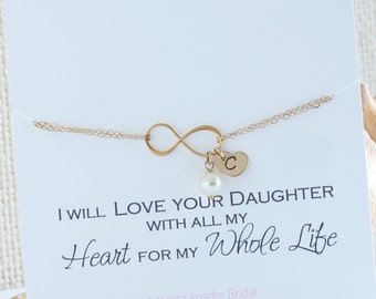 Mother of the Bride gift from Groom, Mother of the Bride Gift, Mother of the bride infinity bracelet with initials,Infinity Initial Bracelet