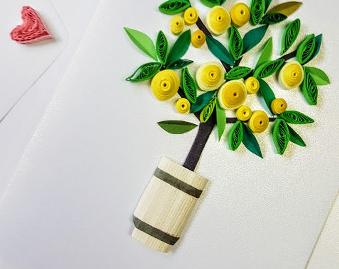 Paper Quilling  Art. Handmade lemon tree card .Any occasion. Wall art.gift