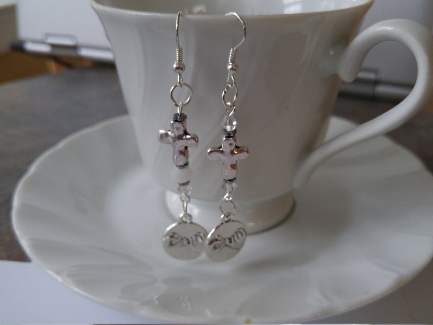 God faith religious earrings God Keeps His by CollegeDreaminKid