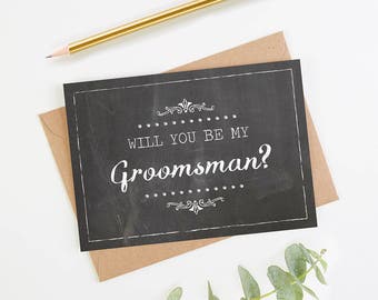 Will You Be My Groomsman Card - Chalk Rustic