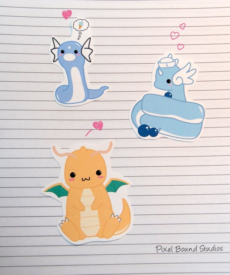 Dratinidragonairdragonite Stickers And Magnets From Pixelboundstudios