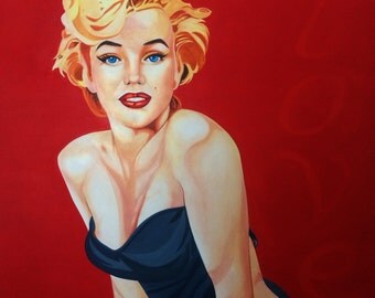 Marylin Monroe Love Original acrylic painting, American actress model. Famous playing comic "dumb blonde" characters, sex symbols of 1950s