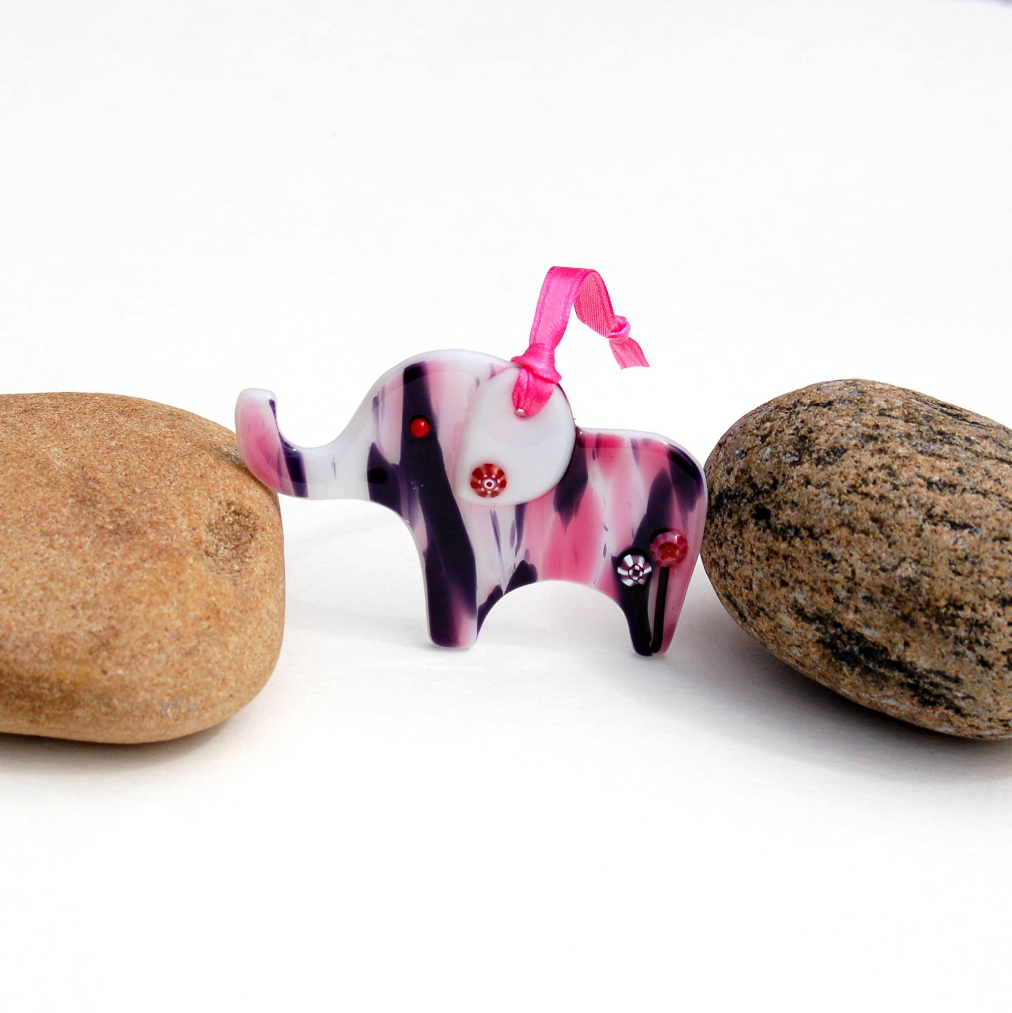 Fused Glass Elephant Ornament