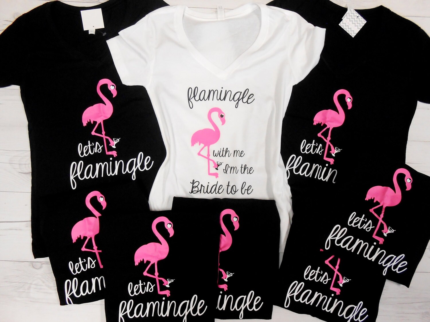 Lets Flamingle Shirts Flamingo Bachelorette T-Shirts V Neck