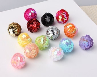 30pcs Mix Colors Assorted Colors, 2.2cm, Sequin Pom Pom, Sparkle pom pom, Small Balls, Pom Pom, Sequin Ball, Pom Pom Supplies DIY