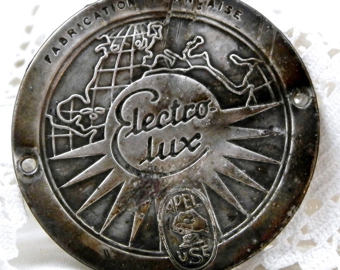 Antique French Electrolux Small Silver Plated Metal Plaque, Collectible, Advertising, French Signs, Brocante, Decor, Retro Interior,