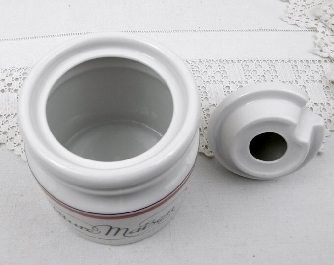 Vintage French White Lidded Bone China Jam Pot / Jar with "Confiture Maison" Homemade Jam Printed on the Front, French Decor, Country, Retro