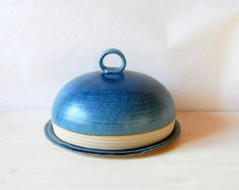 Butter dish with lid Ceramic butter dish Lidded butter dish Serving butter Ceramic and pottery Blue ceramic Handmade butter bell