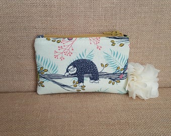 Sloth Coin Purse / Zip pouch / Change Purse / Business Card Holder