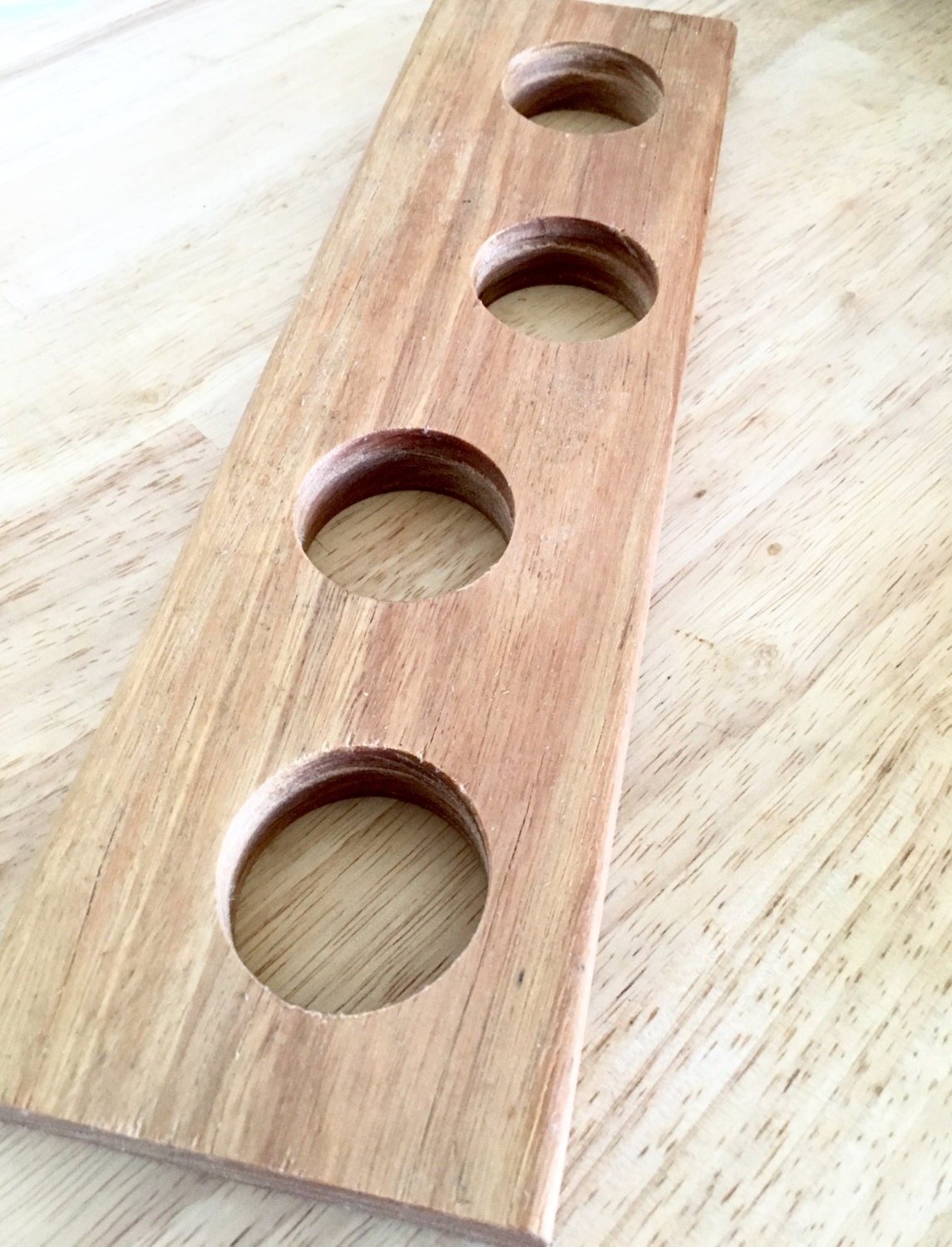 Shot glass paddle. Handcrafted serving board for shot glasses.
