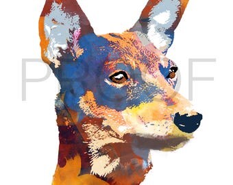 miniature pinscher || minpin || min pin || Goliath the MinPin || miniature pinscher art || dog art || watercolor dog art || watercolor dog