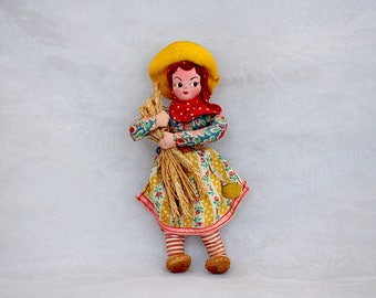 Vintage Cloth Doll - Alentejo Portugal Doll - Vintage Regional Doll - Travel Souvenir Doll - Ethnic Doll - Portuguese Doll - Fabric Doll