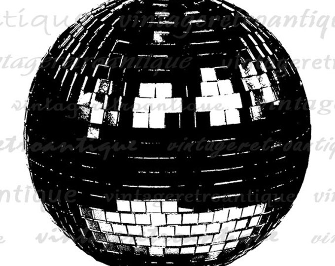 Digital Printable Disco Ball Graphic Mirror Ball Download Image Illustration Vintage Clip Art Jpg Png Eps HQ 300dpi No.1980