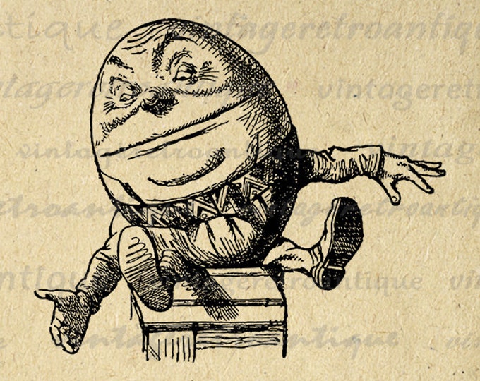 Digital Image Alice in Wonderland Humpty Dumpty Download Printable Graphic Antique Clip Art Jpg Png Eps HQ 300dpi No.1867