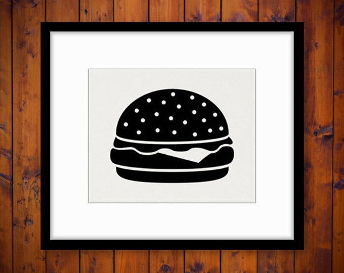 Printable Digital Hamburger Image Download Cheeseburger Graphic Artwork Jpg Png Eps HQ 300dpi No.4017