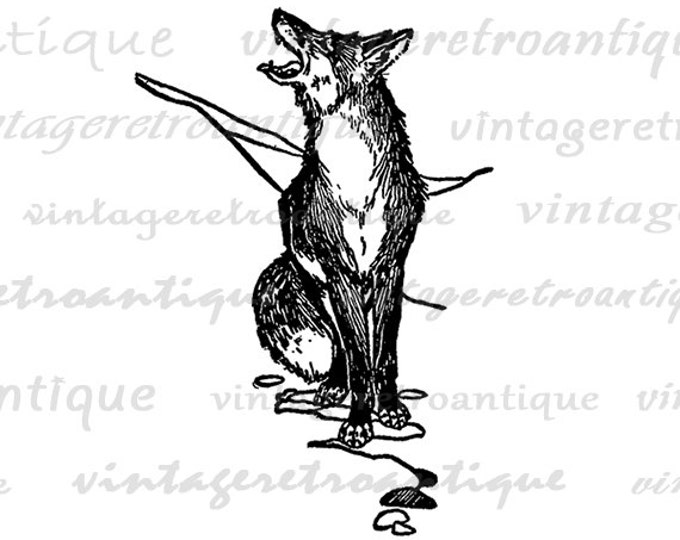 Printable Howling Wolf Graphic Download Image Digital Antique Clip Art Jpg Png Eps HQ 300dpi No.564