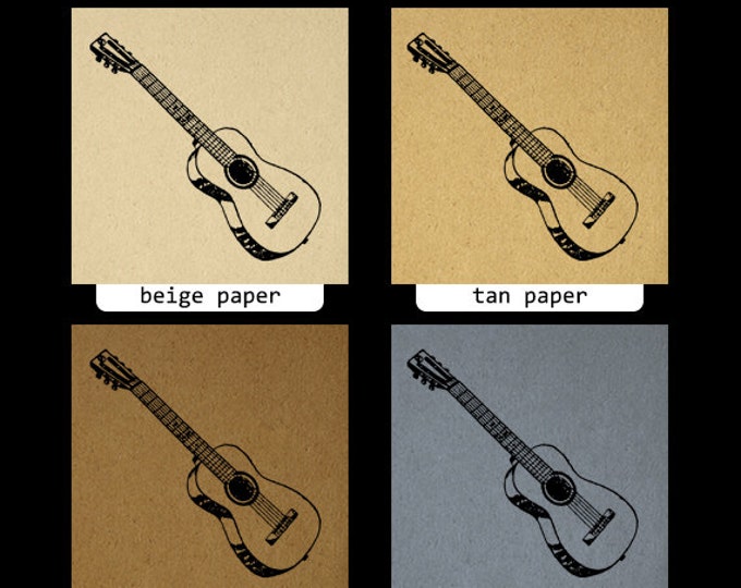 Acoustic Guitar Digital Image Download Antique Music Artwork Printable Graphic Jpg Png Eps HQ 300dpi No.3714