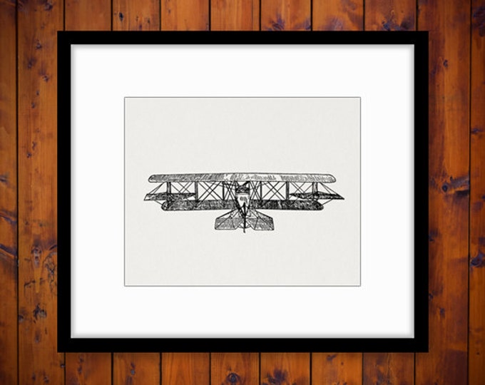 Printable Biplane Graphic Digital Antique Airplane Download Plane Image Vintage Clip Art Jpg Png Eps HQ 300dpi No.1056