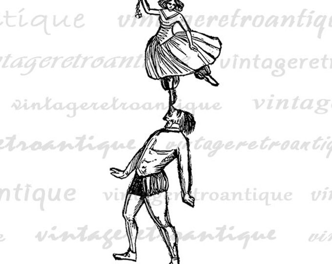 Printable Graphic Circus Balancing Act Image Digital Download Illustration Antique Clip Art Jpg Png Eps HQ 300dpi No.2109