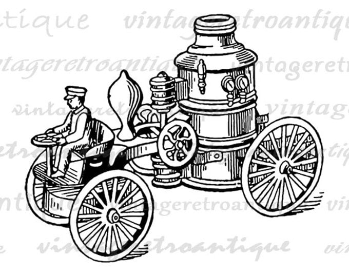 Antique Steam Engine Old Fashioned Car Graphic Printable Download Digital Image Vintage Clip Art Jpg Png Eps HQ 300dpi No.1752